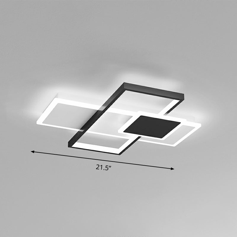 Modern Overlap Ceiling Light: Stylish Metal Flush Mount Fixture For Bedrooms Black / 21.5
