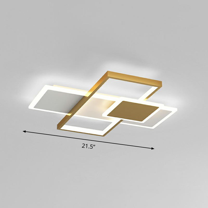 Modern Overlap Ceiling Light: Stylish Metal Flush Mount Fixture For Bedrooms Gold / 21.5