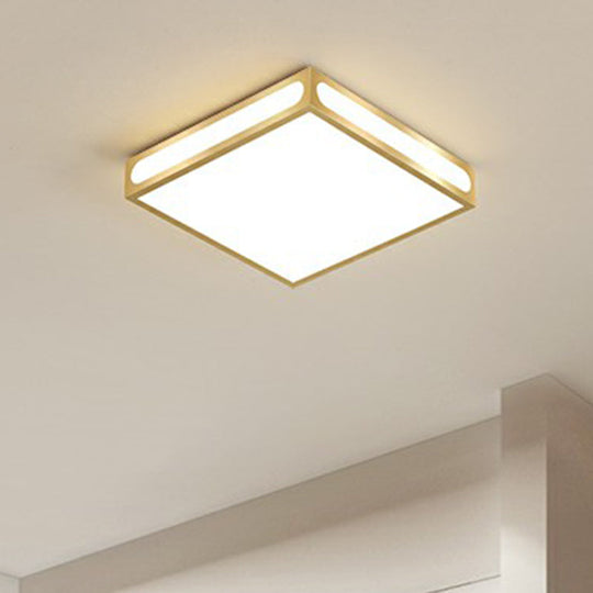 Minimalistic Gold Checked LED Flushmount Ceiling Light for Living Room