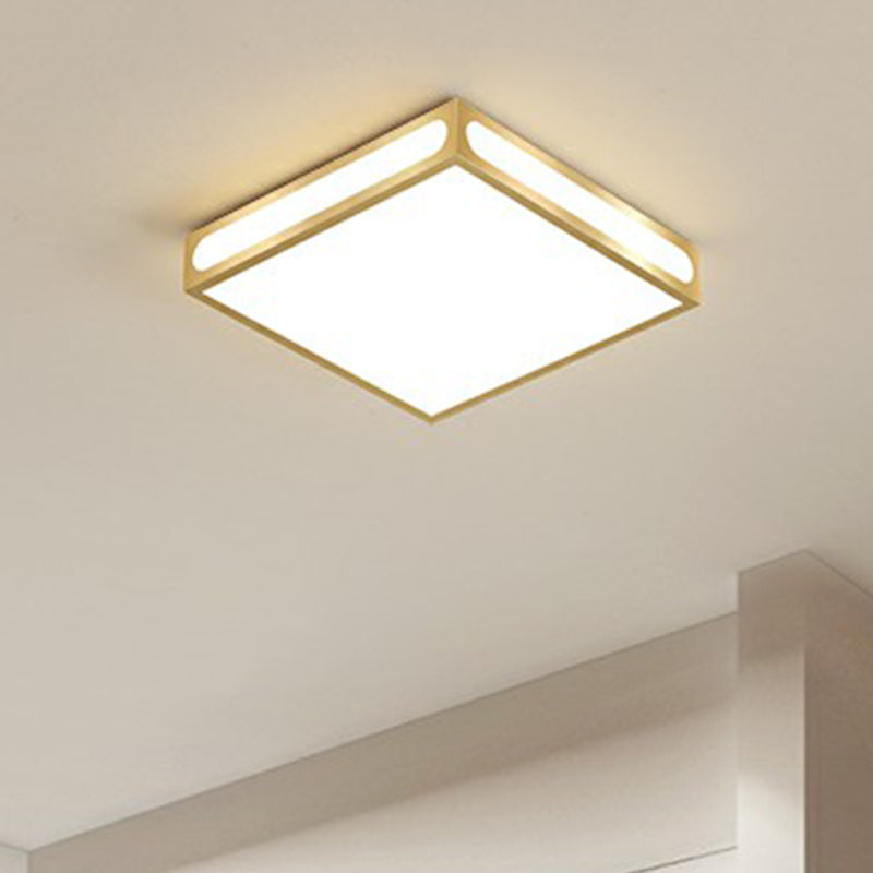 Minimalistic Gold Checked Led Flushmount Ceiling Light For Living Room