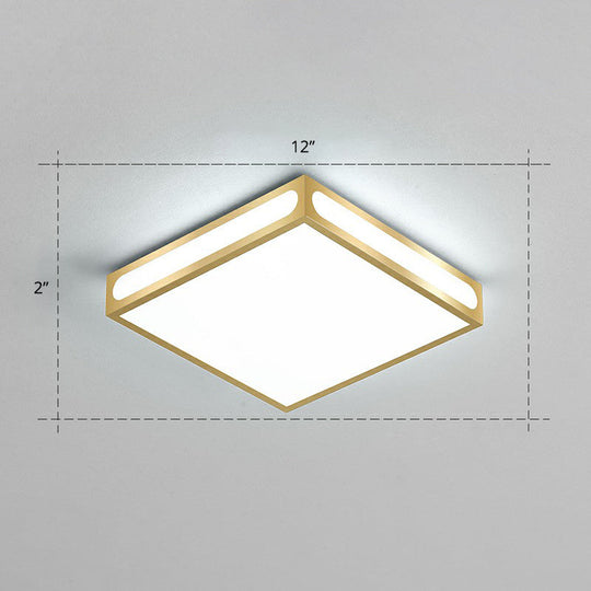Minimalistic Gold Checked LED Flushmount Ceiling Light for Living Room