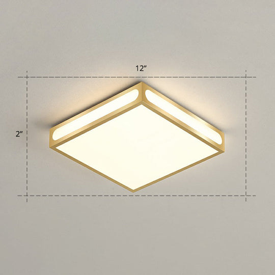 Minimalistic Gold Checked LED Flushmount Ceiling Light for Living Room
