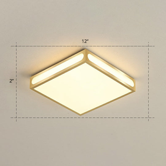Minimalistic Gold Checked LED Flushmount Ceiling Light for Living Room