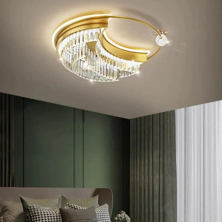 Plafonnier en cristal et cuivre pour salon et chambre à coucher, design moderne et luxueux