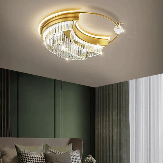 Plafonnier en cristal et cuivre pour salon et chambre à coucher, design moderne et luxueux