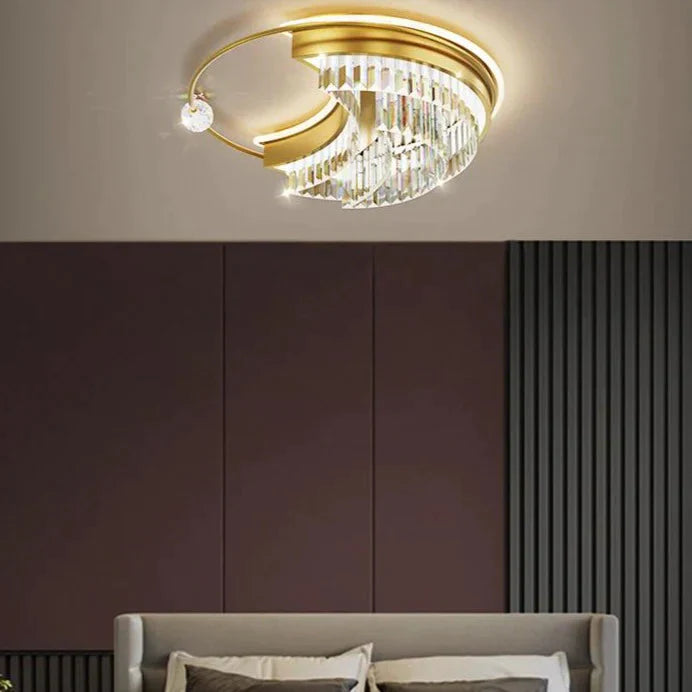 Plafonnier en cristal et cuivre pour salon et chambre à coucher, design moderne et luxueux