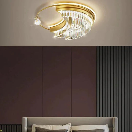 Plafonnier en cristal et cuivre pour salon et chambre à coucher, design moderne et luxueux