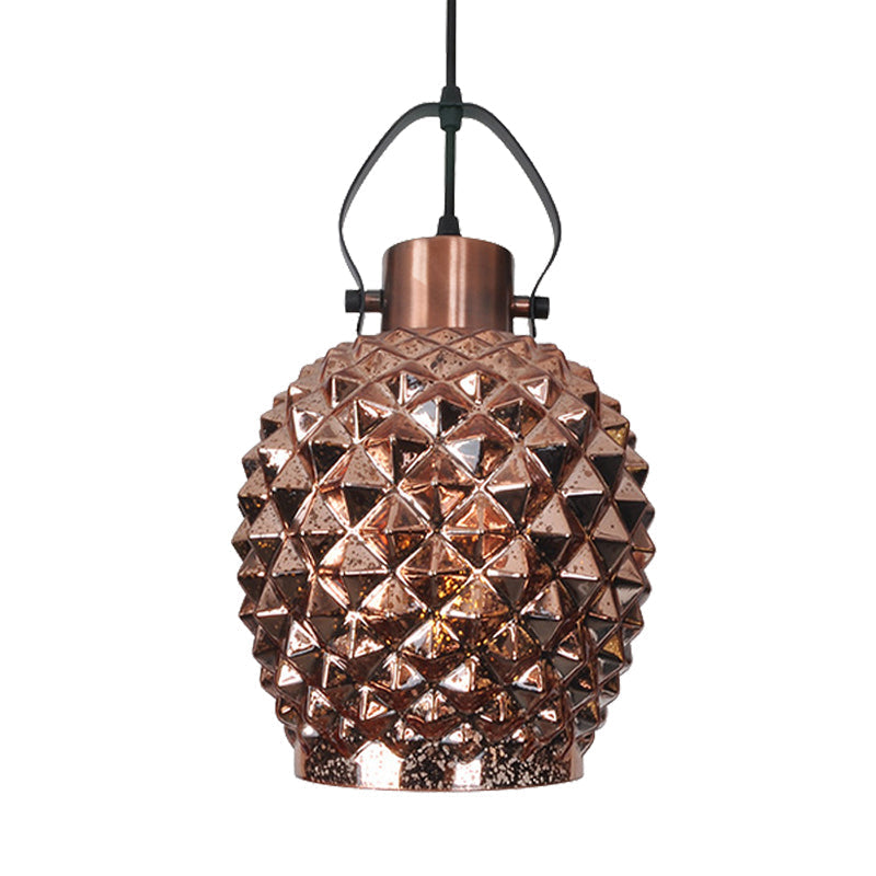 Pineapple Pendant Lighting: Colonial Copper/Chrome/Gold Glass Hanging Light Fixture For Bedroom
