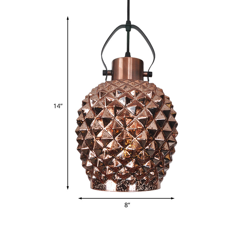 Pineapple Pendant Lighting: Colonial Copper/Chrome/Gold Glass Hanging Light Fixture For Bedroom