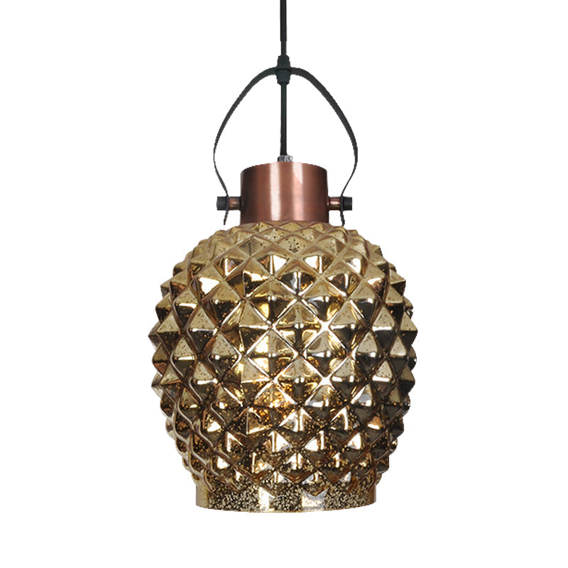 Pineapple Pendant Lighting: Colonial Copper/Chrome/Gold Glass Hanging Light Fixture For Bedroom