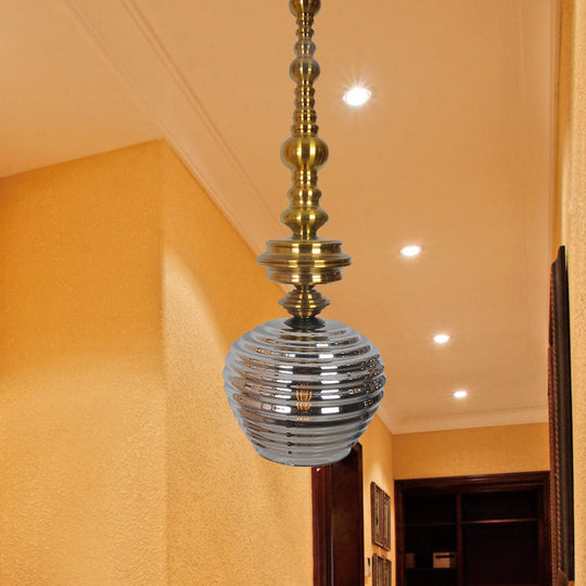 Silver/Amber Glass Modernism Cup Hanging Light - 1 Head Ceiling Suspension Lamp For Living Room