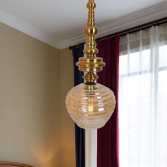 Silver/Amber Glass Modernism Cup Hanging Light - 1 Head Ceiling Suspension Lamp For Living Room