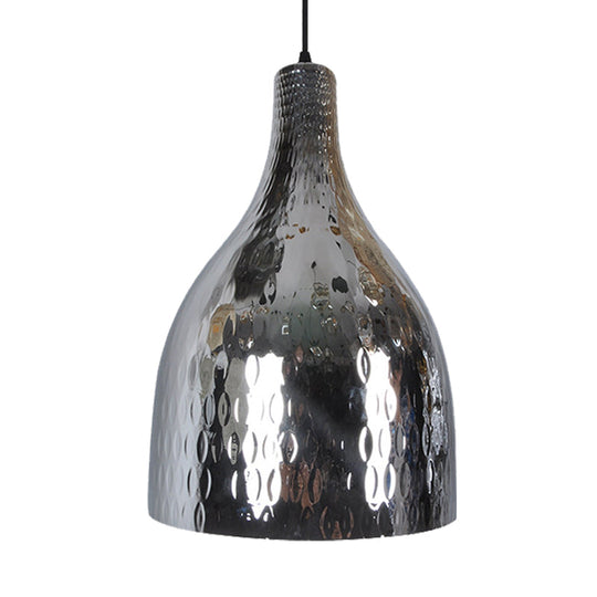 Modern Chrome And Amber Glass Jar Pendant Light For Bedroom