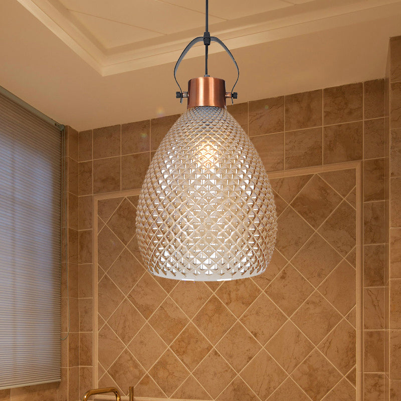 Colonial Amber Glass Jar Pendant Hanging Light - 8/10/12 Width Bedroom Lighting Fixture / 10