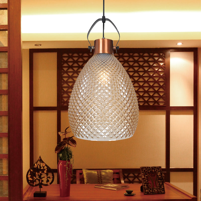 Colonial Amber Glass Jar Pendant Hanging Light - 8/10/12 Width Bedroom Lighting Fixture