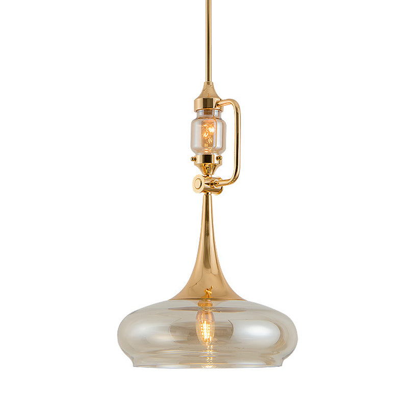 Modern Clear Glass Trumpet Ceiling Pendant Lamp For Living Room With Single Bulb