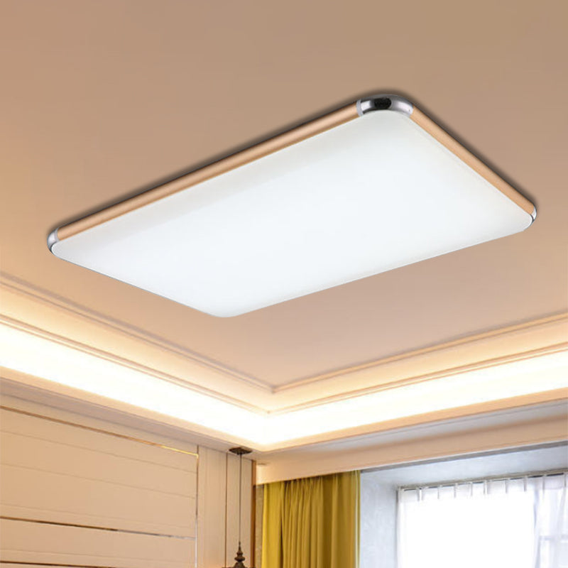 Minimalist Gold LED Flush Mount Ceiling Light for Bedroom, Ultra-Thin Square/Rectangular Design with Acrylic Diffuser, Wide Range Options (12"/18"/20.5")