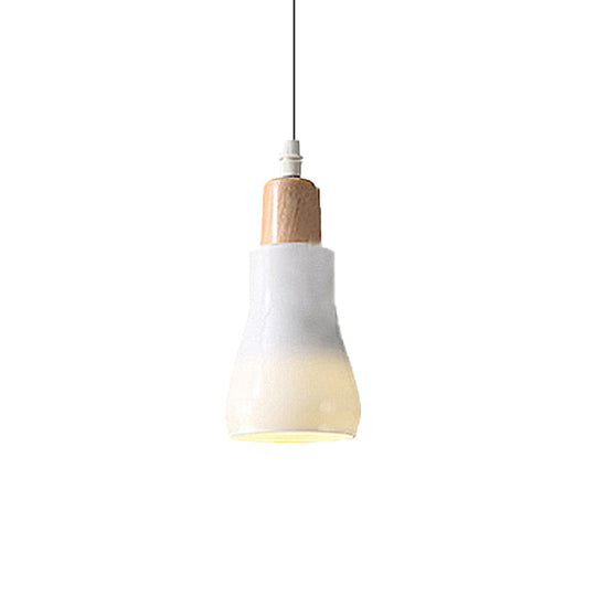 Modern Glass Pendant Lamp - White/Black Bowl, Cone, or Saucer Design - LED Ceiling Light in White/Warm Light
