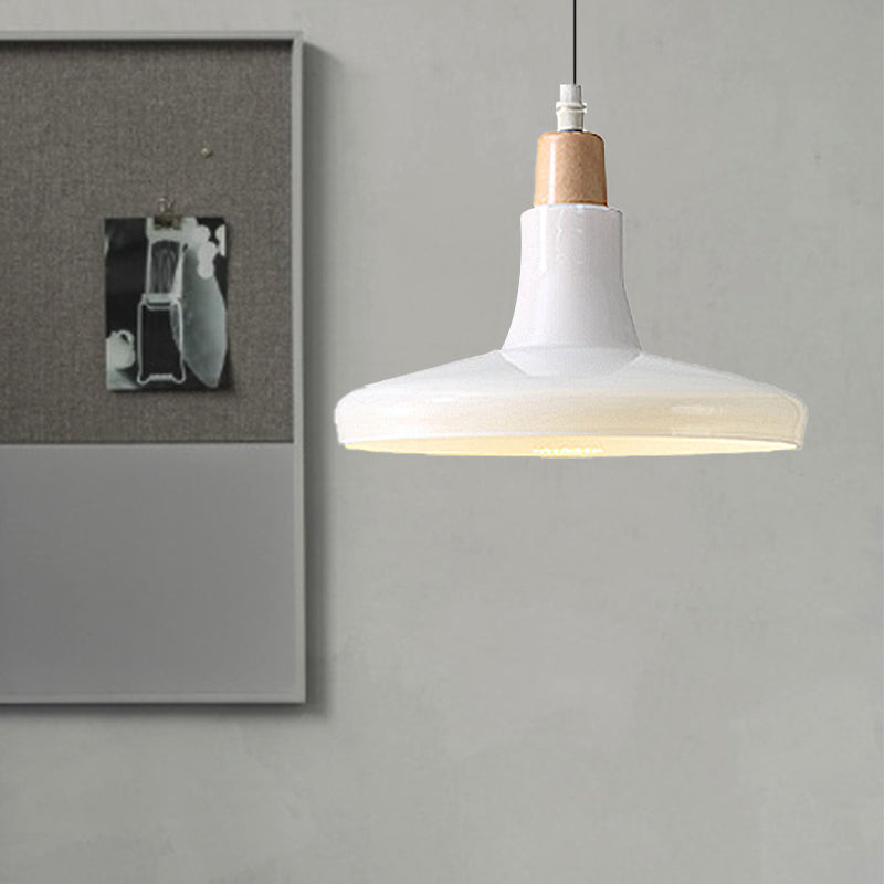 Modern Glass Pendant Lamp - White/Black Bowl, Cone, or Saucer Design - LED Ceiling Light in White/Warm Light