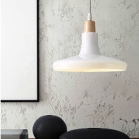 Modern Glass Pendant Lamp - White/Black Bowl, Cone, or Saucer Design - LED Ceiling Light in White/Warm Light