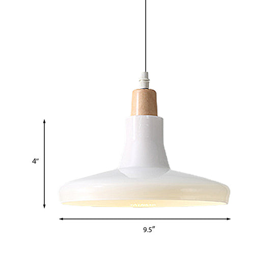 Modern Glass Pendant Lamp - White/Black Bowl, Cone, or Saucer Design - LED Ceiling Light in White/Warm Light