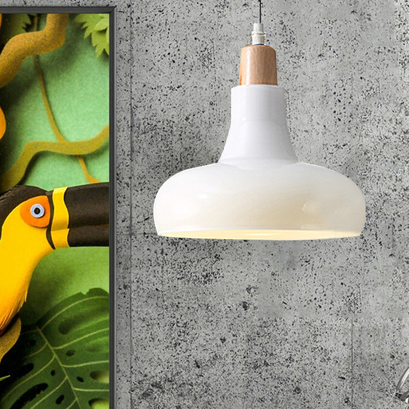 Modern Glass Pendant Lamp - White/Black Bowl, Cone, or Saucer Design - LED Ceiling Light in White/Warm Light