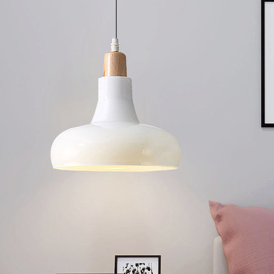 Modern Glass Pendant Lamp - White/Black Bowl, Cone, or Saucer Design - LED Ceiling Light in White/Warm Light