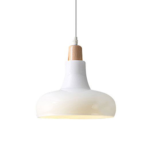 Modern Glass Pendant Lamp - White/Black Bowl, Cone, or Saucer Design - LED Ceiling Light in White/Warm Light