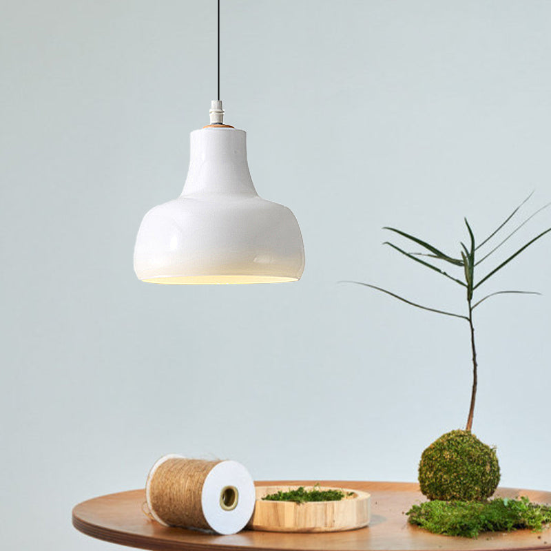 Modern Glass Pendant Lamp - White/Black Bowl, Cone, or Saucer Design - LED Ceiling Light in White/Warm Light