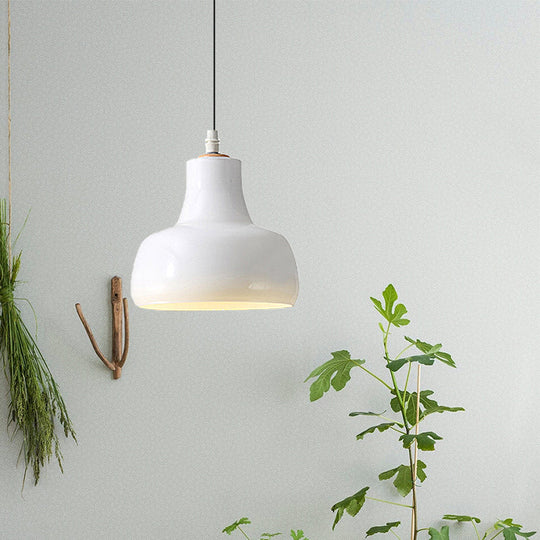 Modern Glass Pendant Lamp - White/Black Bowl, Cone, or Saucer Design - LED Ceiling Light in White/Warm Light