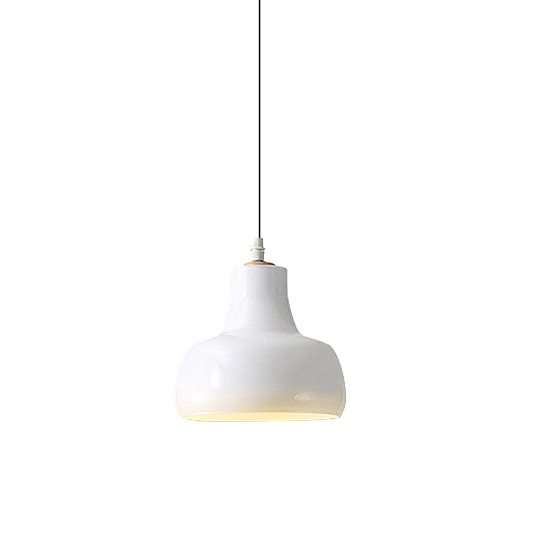 Modern Glass Pendant Lamp - White/Black Bowl, Cone, or Saucer Design - LED Ceiling Light in White/Warm Light