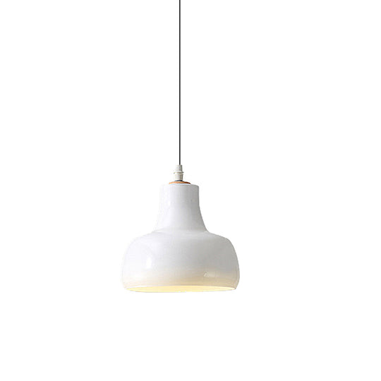 Modern Glass Pendant Lamp - White/Black Bowl, Cone, or Saucer Design - LED Ceiling Light in White/Warm Light