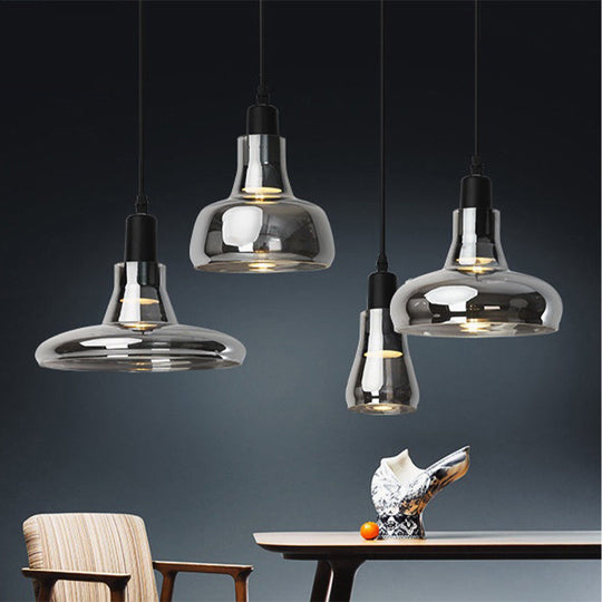 Modern Glass Pendant Lamp - White/Black Bowl, Cone, or Saucer Design - LED Ceiling Light in White/Warm Light