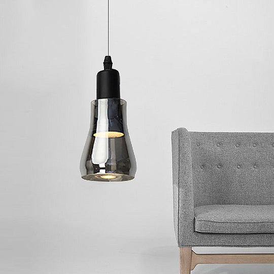 Modern Glass Pendant Lamp - White/Black Bowl, Cone, or Saucer Design - LED Ceiling Light in White/Warm Light