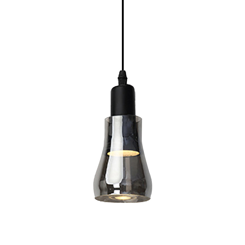 Modern Glass Pendant Lamp - White/Black Bowl, Cone, or Saucer Design - LED Ceiling Light in White/Warm Light