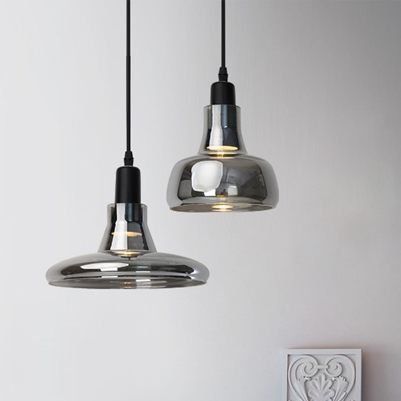 Modern Glass Pendant Lamp - White/Black Bowl, Cone, or Saucer Design - LED Ceiling Light in White/Warm Light