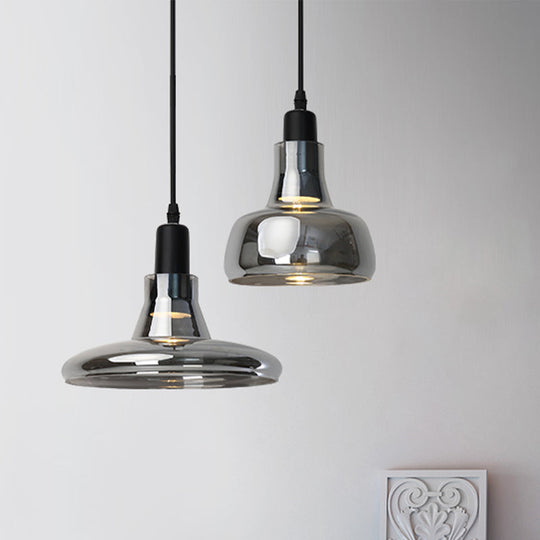 Modern Glass Pendant Lamp - White/Black Bowl, Cone, or Saucer Design - LED Ceiling Light in White/Warm Light