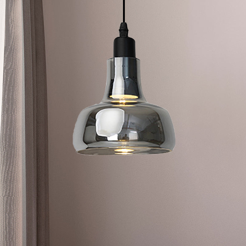 Modern Glass Pendant Lamp - White/Black Bowl, Cone, or Saucer Design - LED Ceiling Light in White/Warm Light