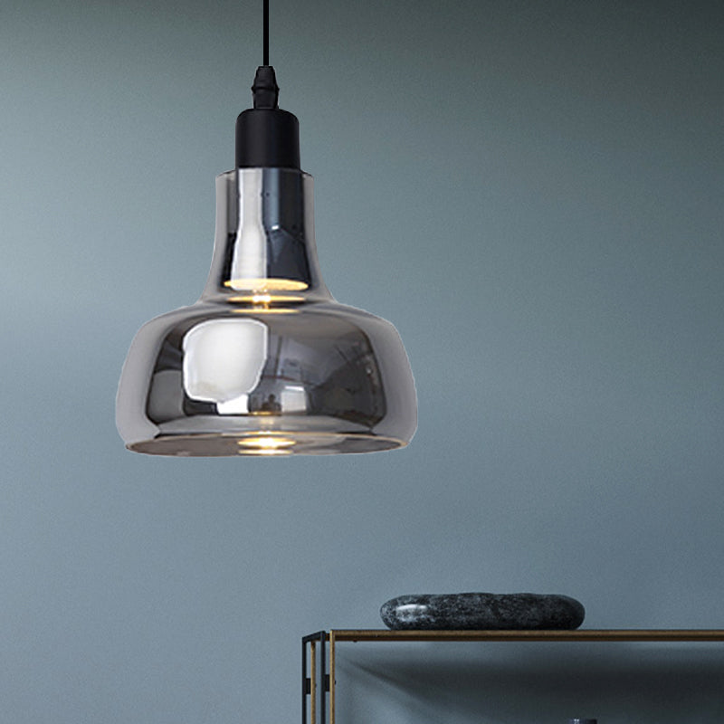 Modern Glass Pendant Lamp - White/Black Bowl, Cone, or Saucer Design - LED Ceiling Light in White/Warm Light