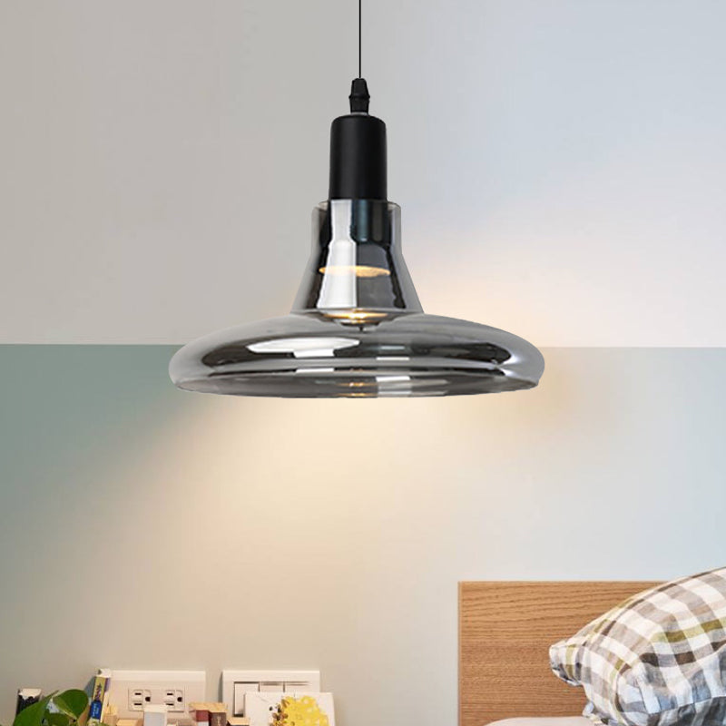 Modern Glass Pendant Lamp - White/Black Bowl, Cone, or Saucer Design - LED Ceiling Light in White/Warm Light