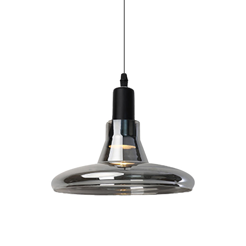 Modern Glass Pendant Lamp - White/Black Bowl, Cone, or Saucer Design - LED Ceiling Light in White/Warm Light
