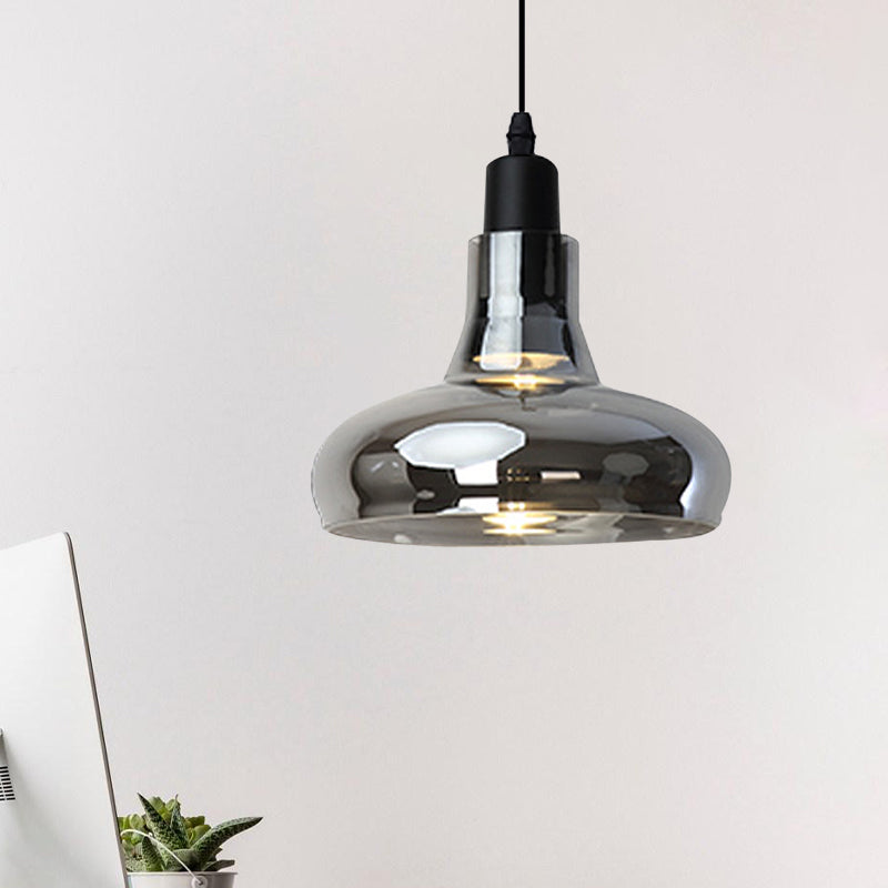 Modern Glass Pendant Lamp - White/Black Bowl, Cone, or Saucer Design - LED Ceiling Light in White/Warm Light
