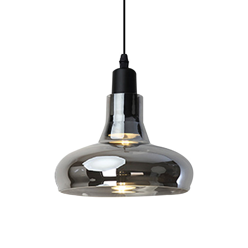 Modern Glass Pendant Lamp - White/Black Bowl, Cone, or Saucer Design - LED Ceiling Light in White/Warm Light
