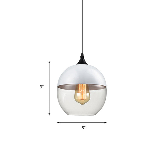 Modern 1-Light Drum/Cylinder/Jar Suspension Pendant – Clear/Yellow Glass – White/Black Fixture