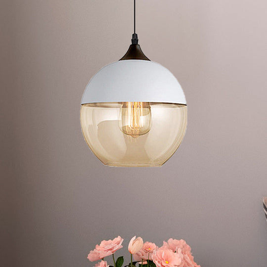 Modern 1-Light Drum/Cylinder/Jar Suspension Pendant – Clear/Yellow Glass – White/Black Fixture