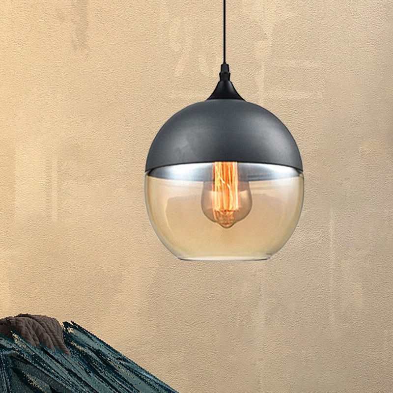 Modern 1-Light Drum/Cylinder/Jar Suspension Pendant – Clear/Yellow Glass – White/Black Fixture