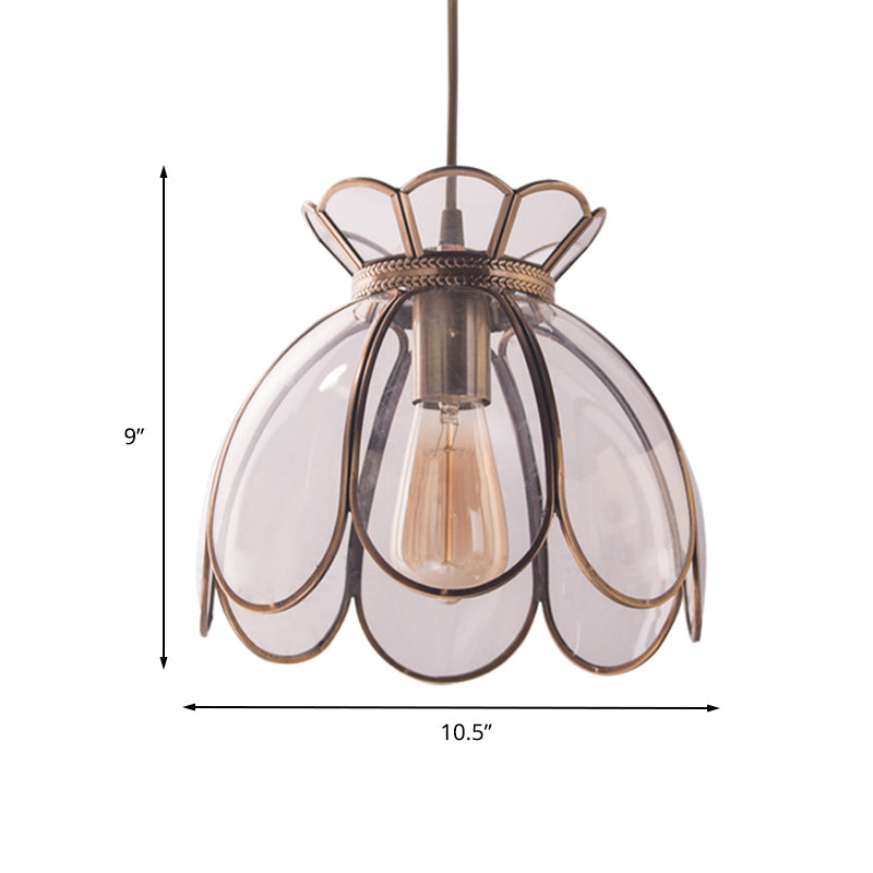 Clear Glass Ruffled Edge Pendant Light Fixture 1 Bulb 9.5/10.5 Wide