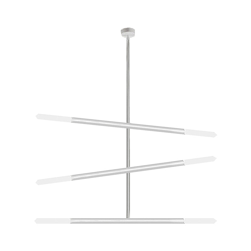 Tube Chandelier Led Ceiling Pendant Light - Modern Black/White/Gold Design 2/4/6-Light Options