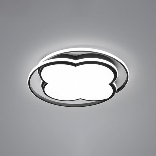 Modern Black Floral LED Ceiling Lamp for Minimalistic Bedroom Lighting