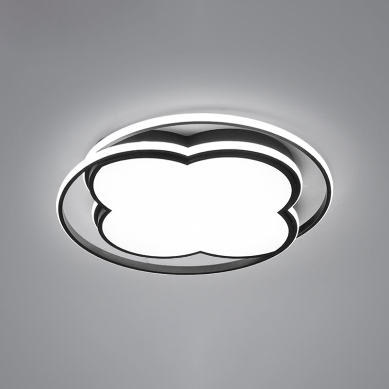 Modern Black Floral LED Ceiling Lamp for Minimalistic Bedroom Lighting